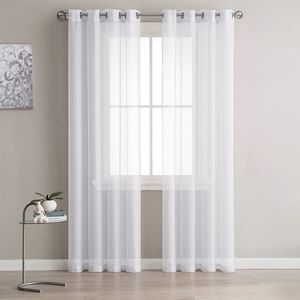 2 Curtain Panels Linen Textured with 8 Grommets Each.